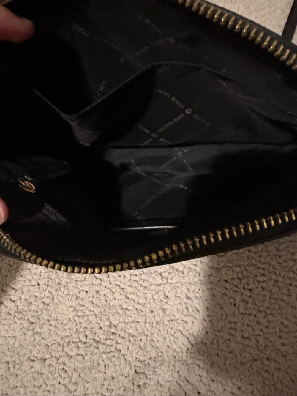 Michael Kors Black Leather Crossbody with Gold Chain Strap